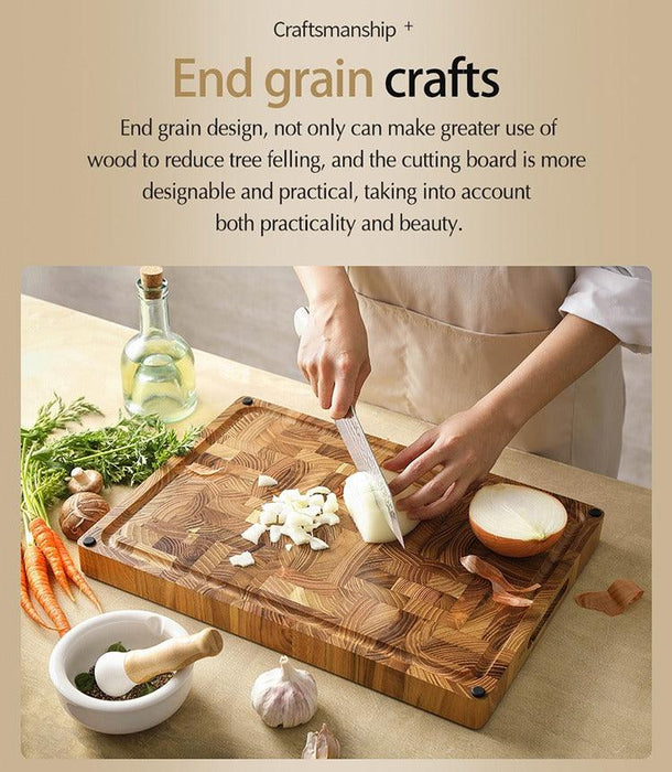 Xinzuo End Grain Teak Cutting Board 16.9"x12"x1.3"