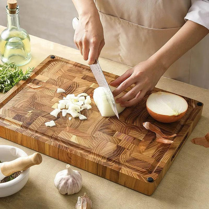 Xinzuo End Grain Teak Cutting Board 16.9"x12"x1.3"