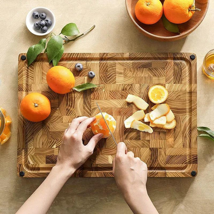 Xinzuo End Grain Teak Cutting Board 16.9"x12"x1.3"