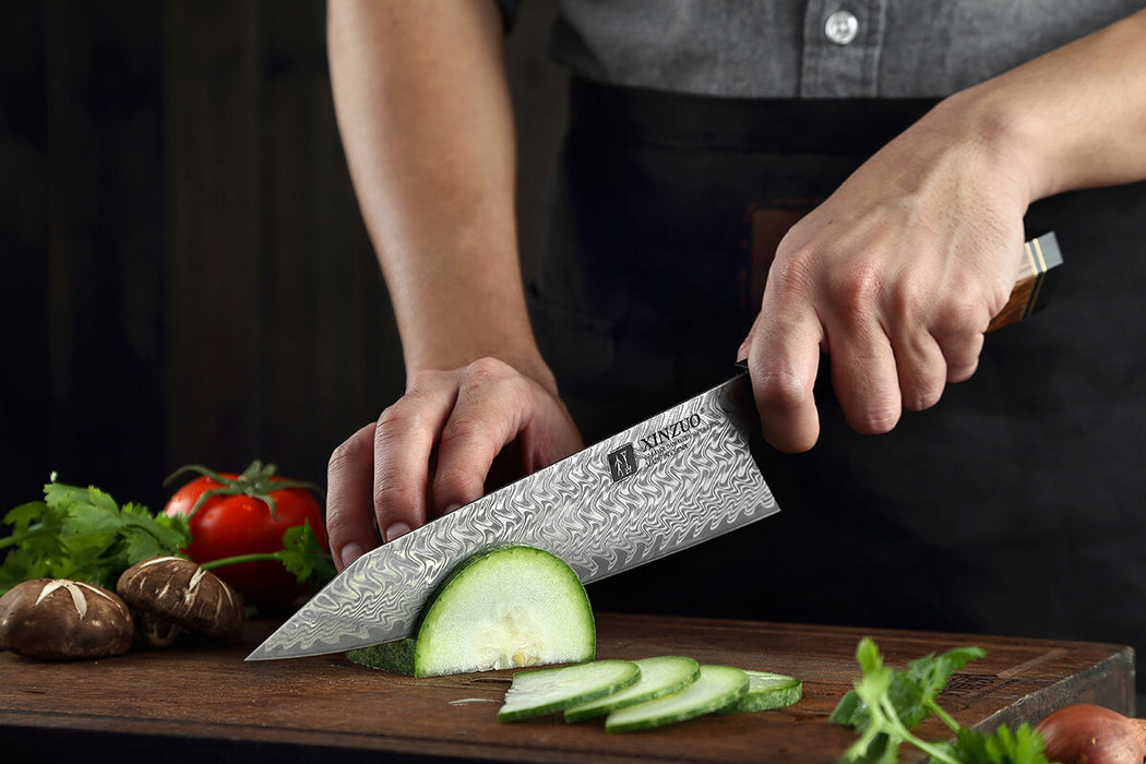 Xinzuo F2 3 Pcs 67 Layer Damascus Chef Knife Set with Desert Ironwood Handles