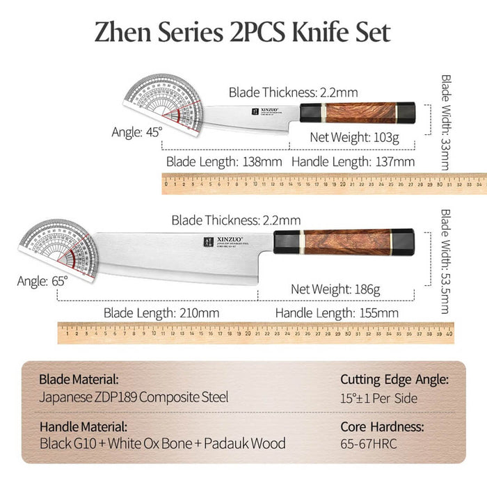 Xinzuo F5 ZHEN Series 2 Pcs Knife Set Composite Steel Chef and Utility knife