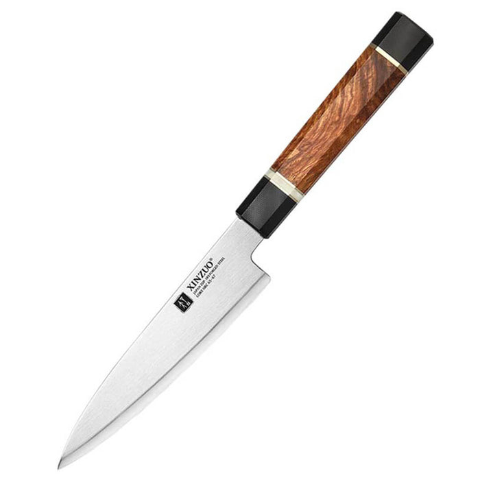 Xinzuo ZDP-189 Composite Steel Utility knife with Black G10, White Ox Bone, and Padauk Wood Handle