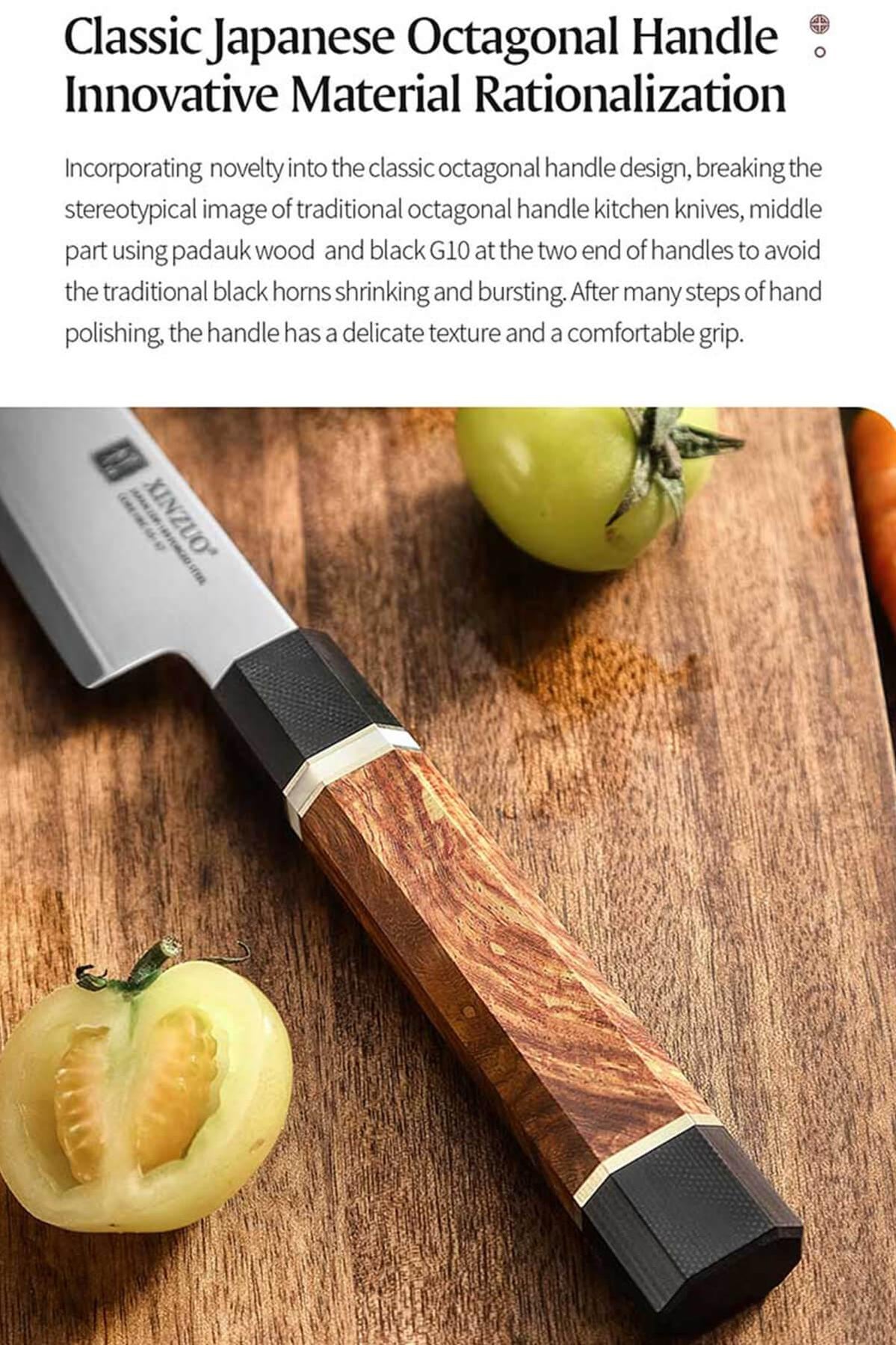 Xinzuo ZDP-189 Composite Steel Utility knife with Black G10, White Ox