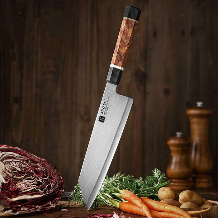 F5 ZHEN Series Composite Steel Chef Knife with Padauk Wood Handle