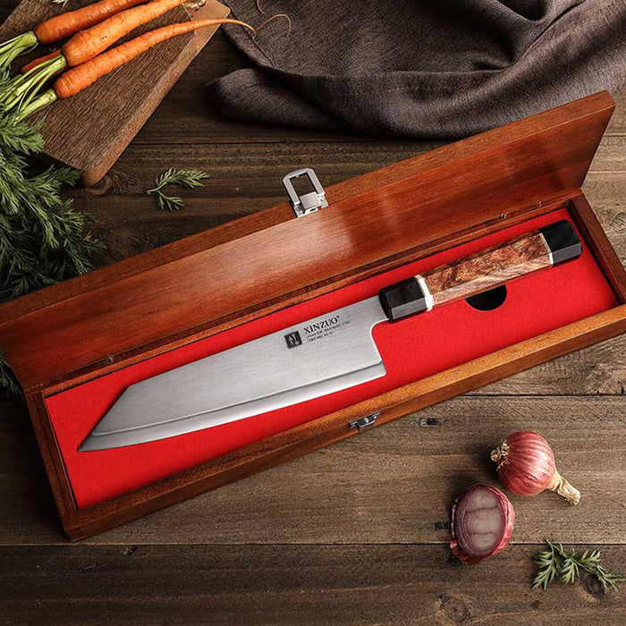 Xinzuo F5 ZHEN Series ZDP-189 Composite Steel Chef Knife with Padauk Wood Handle gift box