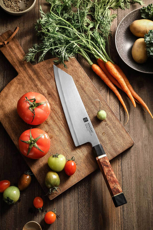 Xinzuo ZDP-189 Composite Steel Chef Knife with Black G10, White Ox Bone, and Padauk Wood Handle