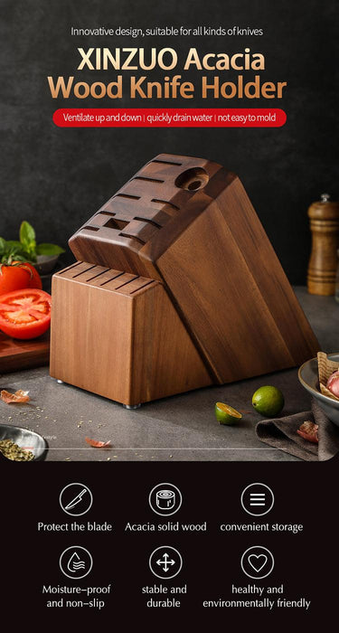 Xinzuo JX16 Knife Block without knives - 16 Slots for 14 Knives- Honing Rod & Kitchen Shears