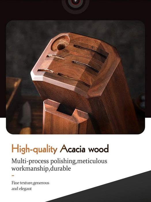 Xinzuo JX7 Knife Block without knives Holds 5 Knives Honing Rod & Kitchen Scissors