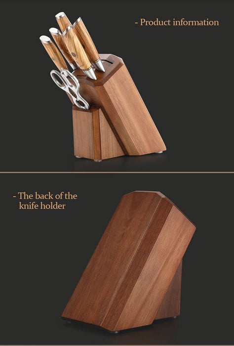 Xinzuo JX7 Knife Block without knives Holds 5 Knives Honing Rod & Kitchen Scissors