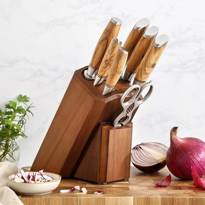 Xinzuo JX7 Knife Block without knives Holds 5 Knives Honing Rod & Kitchen Scissors