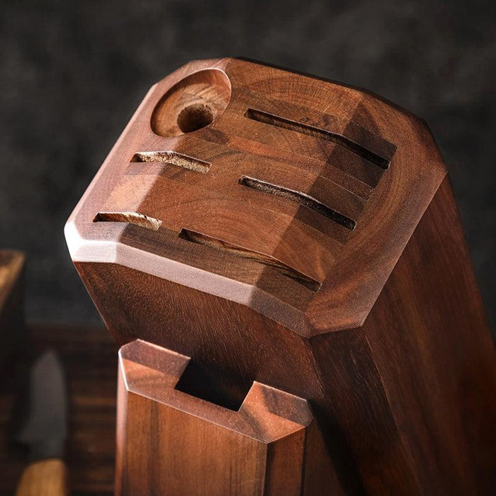 Xinzuo JX7 Knife Block without knives Holds 5 Knives Honing Rod & Kitchen Scissors