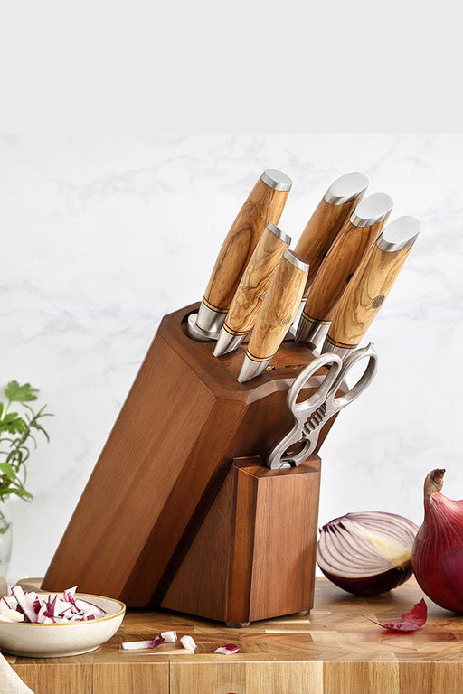 Xinzuo JX7 Knife Block without knives Holds 5 Knives Honing Rod & Kitchen Scissors