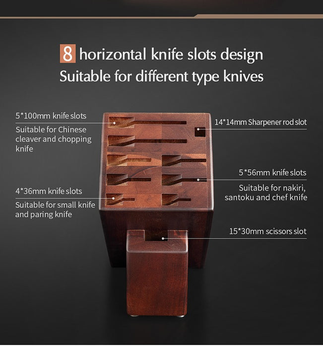Xinzuo 10K 10 Slot Knife Block Without Knives Holds 8 Kitchen Knives & Kitchen Shears