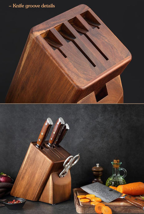 Xinzuo JA5 5 Slot Knife Block Without Knives - 2 Cleavers 2 Knives & Kitchen Shears