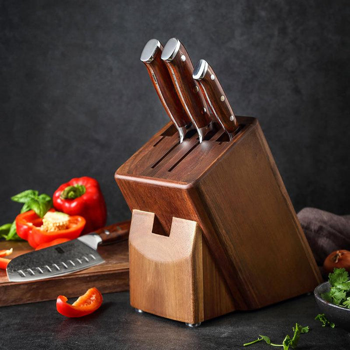 Xinzuo JA5 5 Slot Knife Block Without Knives - 2 Cleavers 2 Knives & Kitchen Shears