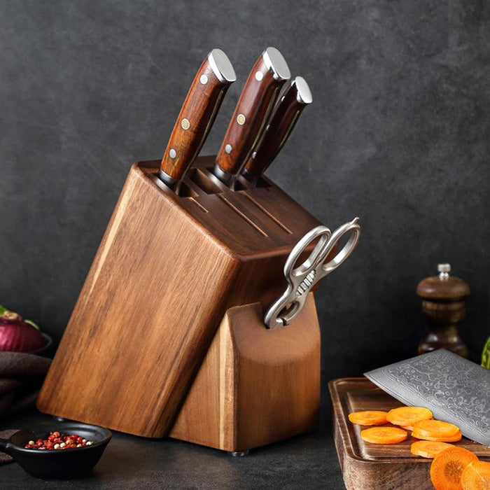 Xinzuo JA5 5 Slot Knife Block Without Knives - 2 Cleavers 2 Knives & Kitchen Shears
