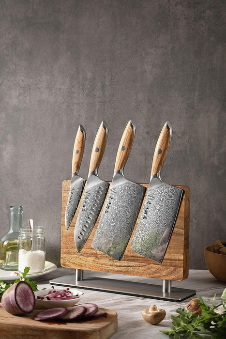 Xinzuo Acacia Magnetic Knife Holder-Knife Display Stand-Magnets Both sides
