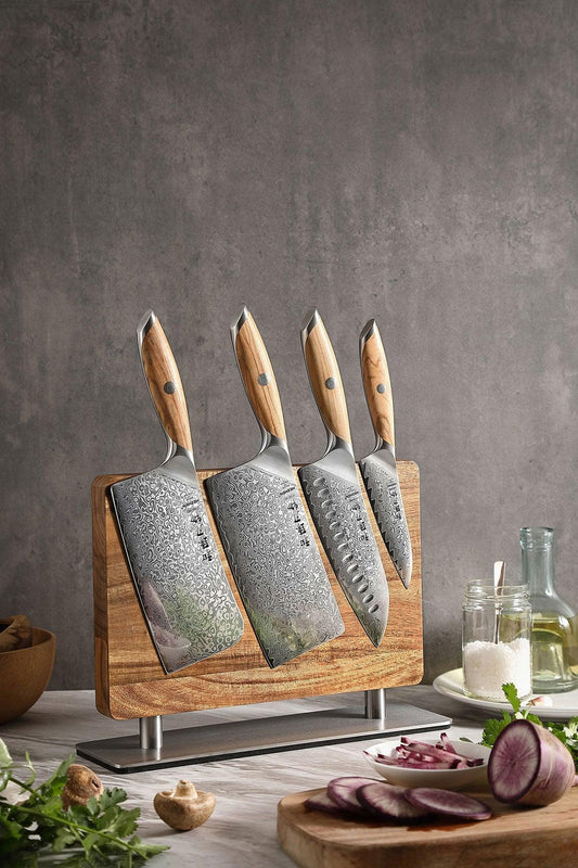 Xinzuo Acacia Magnetic Knife Holder-Knife Display Stand-Magnets