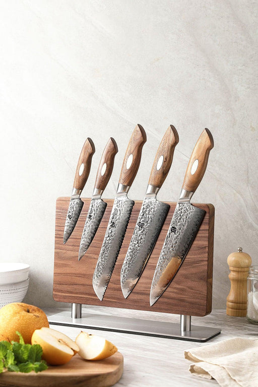 Xinzuo Walnut Magnetic Knife holder-Knife Display Stand-Magnets Both Sides