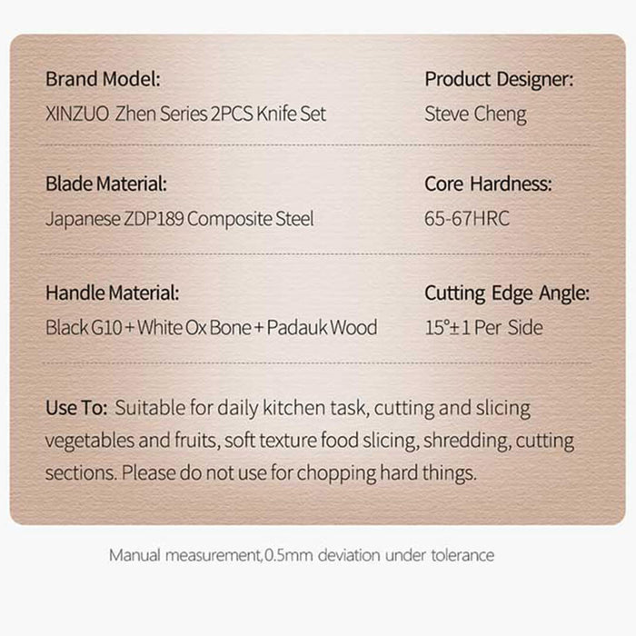 Xinzuo ZDP-189 3 Pcs Composite Steel Chef, Nakiri, and Utility Knife Set Open Box