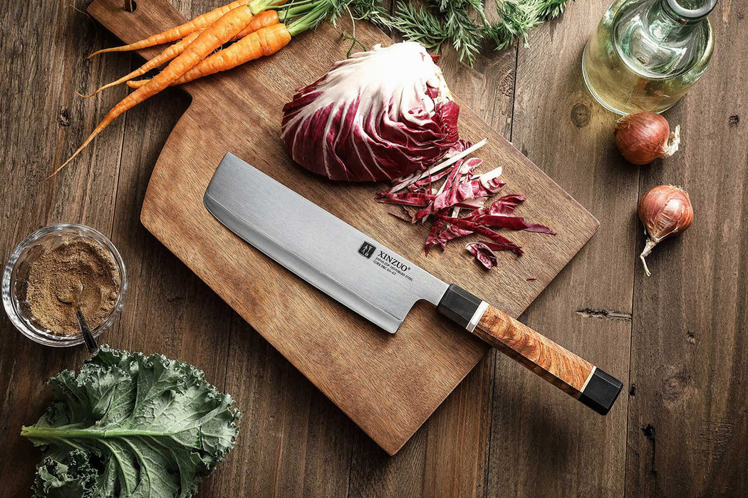 Xinzuo ZDP 189 Composite Steel Nakiri Kitchen Knife with Wood Handle