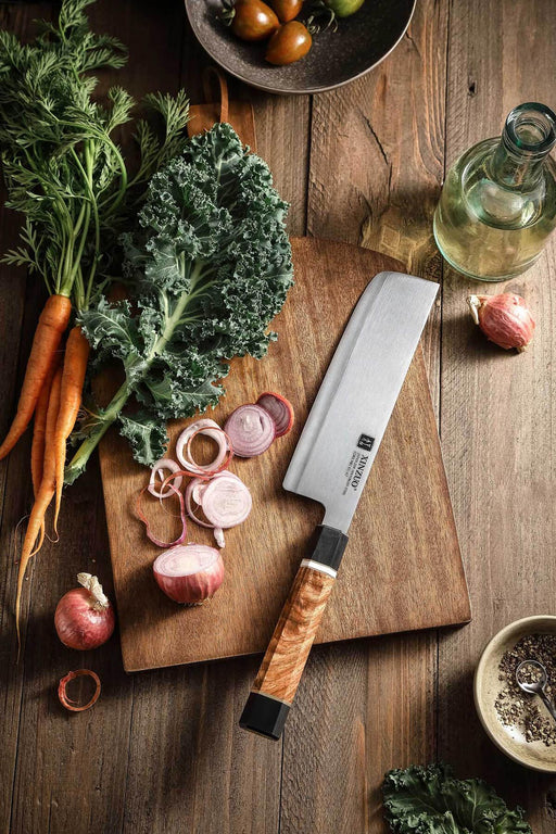 Xinzuo ZDP 189 Composite Steel Nakiri Kitchen Knife with Padauk Wood Handle