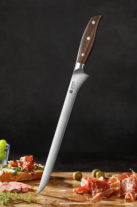 Xinzuo B35 German Steel 12" Premium Red Sandalwood Handle Ham & Meat Carving Knife