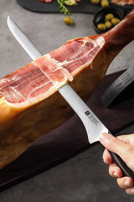 Xinzuo B35 German Steel 12" Premium Red Sandalwood Handle Ham & Meat Carving Knife