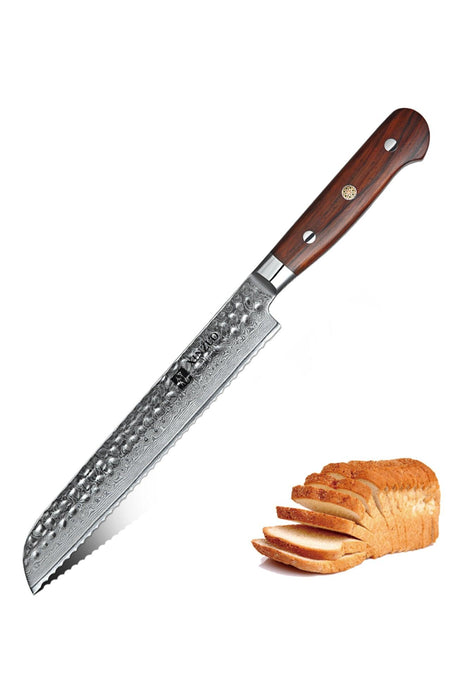 Xinzuo B9 Bread Kitchen Knife Japanese Style 67 Layers Damascus Steel Rosewood Handle - The Bamboo Guy