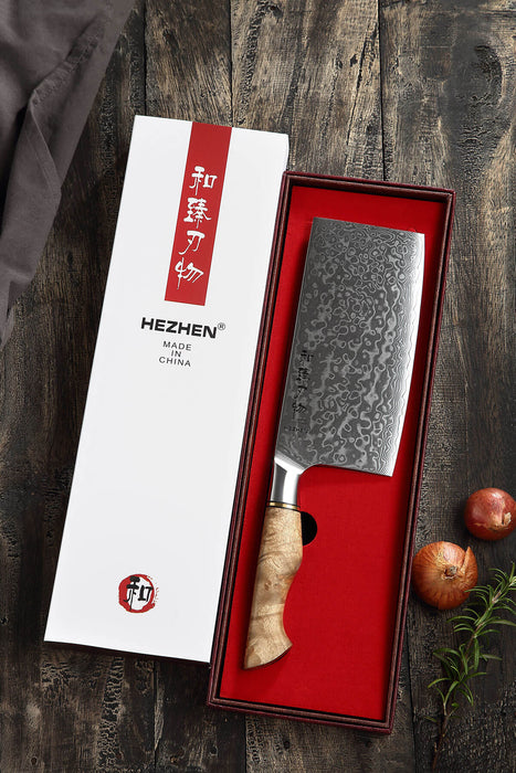 Hezhen B30 Professional Japanese 67-Layer High Carbon Damascus Steel gift box
