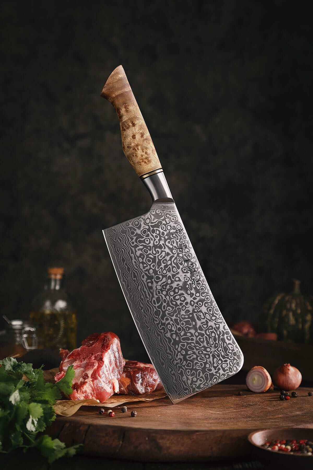 Hezhen B30 Japanese 67Layer Damascus Steel Bone Chopper Cleaver Knife
