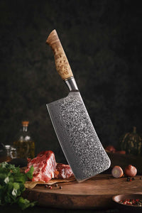 Hezhen B30 67 Layer Japanese Damascus Cleaver Knife VG10 Damascus Meat  Cleaver – The Bamboo Guy