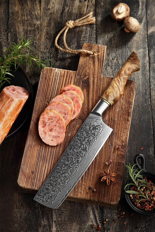 Hezhen B30 Professional Japanese 67-Layer High Carbon Damascus Steel Nakiri Knife