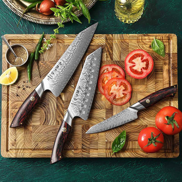 Damascus steak knife set of 3 PCS