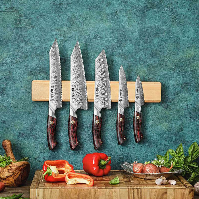 HEZHEN B38 5 Pcs Damascus Chef Knife Set with Wood Colored G10 Handle 9