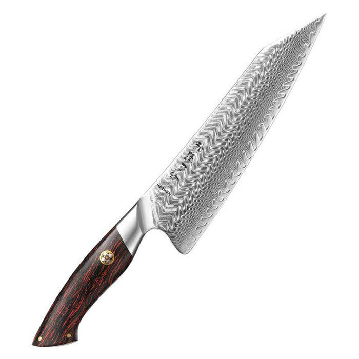 HEZHEN B38 8.5 inches 73 Layer Damascus Chef Knife Wood Colored G10 Handle