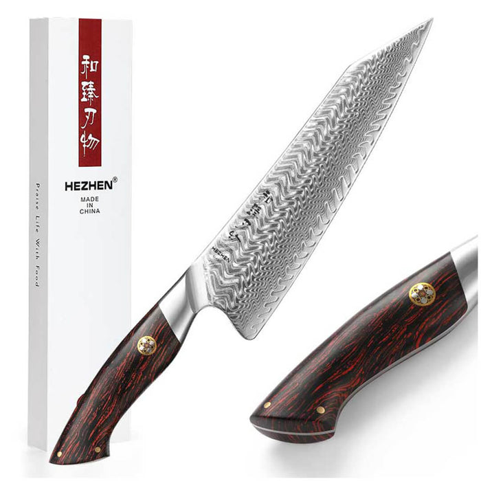 HEZHEN B38 73 Layer Damascus Chef Knife G10 Handle