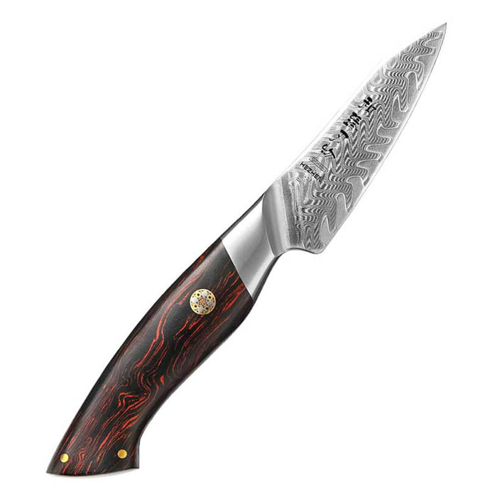 HEZHEN B38 73 Layer Damascus Paring Knife Wood Colored G10 Handle 9