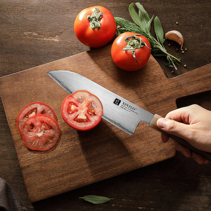 Xinzuo Japanese ZDP-189 Steel Santoku Knife High-End Desert Ironwood Handle & Wooden Box
