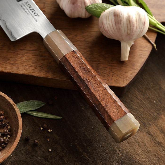 Xinzuo Japanese ZDP-189 Steel Santoku Knife High-End Desert Ironwood Handle & Wooden Box