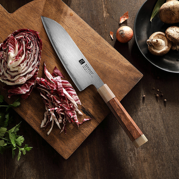 Xinzuo Japanese ZDP-189 Steel Santoku Knife High-End Desert Ironwood Handle & Wooden Box