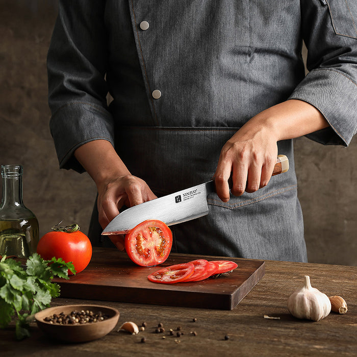 Xinzuo Japanese ZDP-189 Steel Santoku Knife High-End Desert Ironwood Handle & Wooden Box
