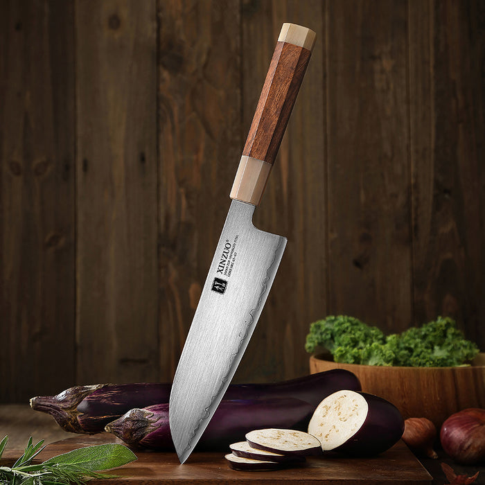 Xinzuo Japanese ZDP-189 Steel Santoku Knife High-End Desert Ironwood Handle & Wooden Box