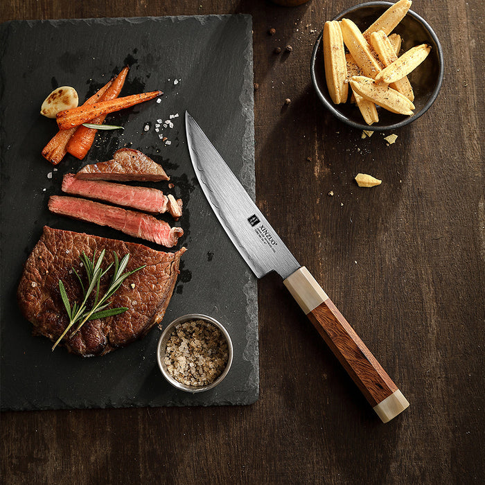Xinzuo Japanese ZDP-189 Steel Steak Knife High-End Desert Ironwood Handle & Wooden Box