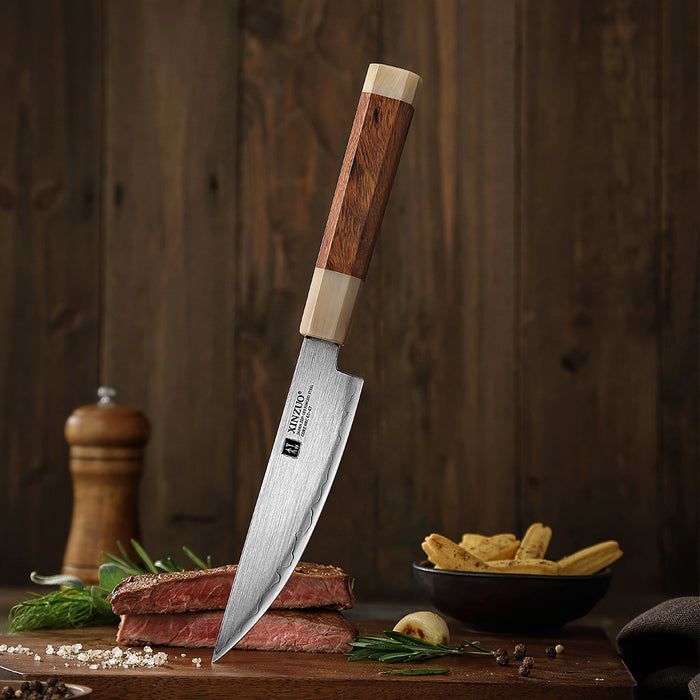 Xinzuo Japanese ZDP-189 Steel Steak Knife High-End Desert Ironwood Handle & Wooden Box