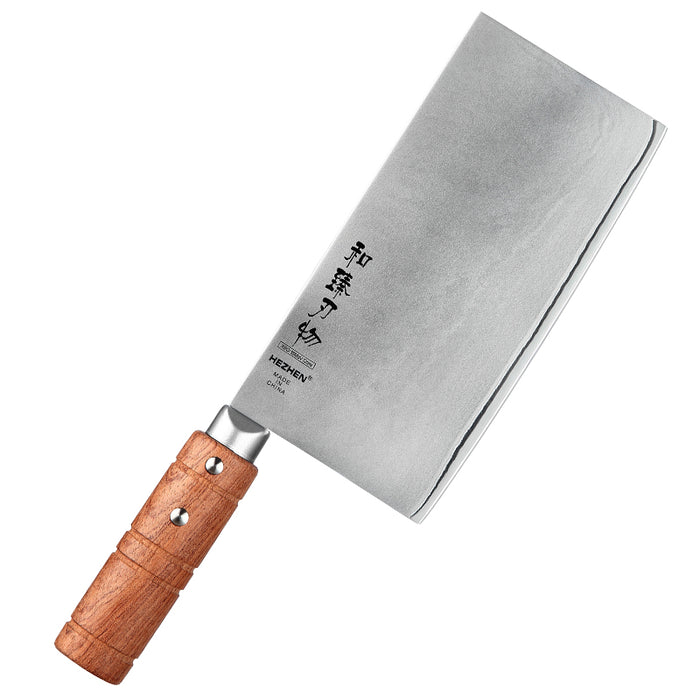 7-inch Chinese cleaver knife with padauk handle slicing vegetables