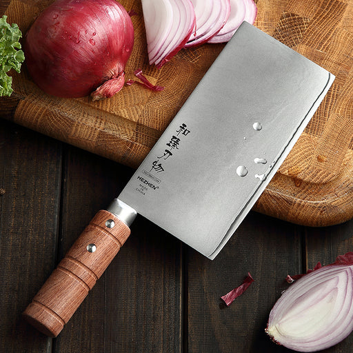 HEZHEN FU 7" Chinese Cleaver Knife – Best Chinese Cleaver for Veg Prep (9Cr18MoV, HRC 59)