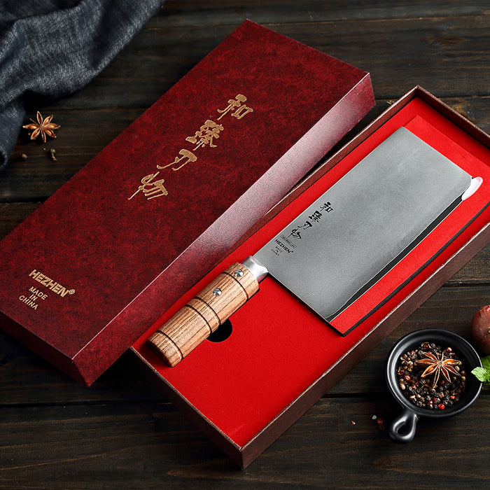 HEZHEN FU 7" Chinese Cleaver Knife – Best Chinese Cleaver for Veg Prep (9Cr18MoV, HRC 59)