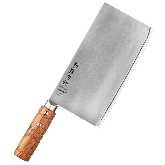 Knife with wooden handle on a white background