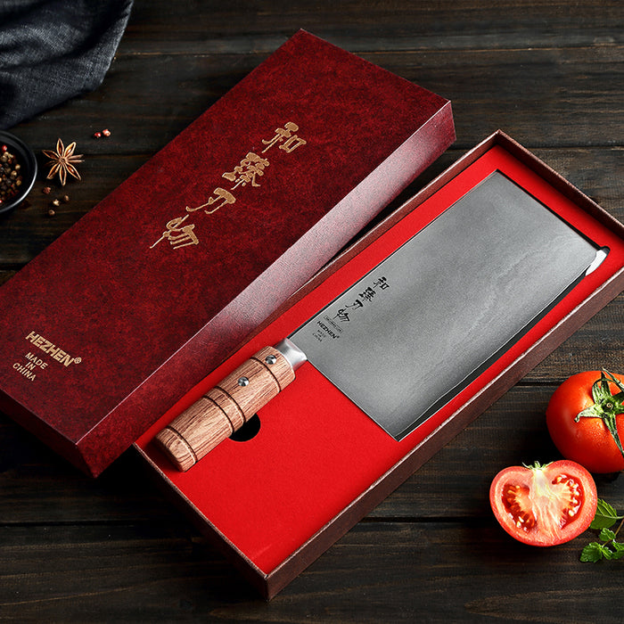 HEZHEN FU Series – 8" Chinese Cleaver Knife (Caidao) San-Mai-9Cr18MoV Steel Core